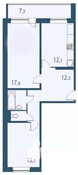 2-к квартира, вторичка, 63м2, 8/17 этаж