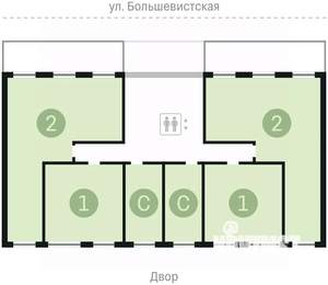 2-к квартира, вторичка, 76м2, 3/9 этаж