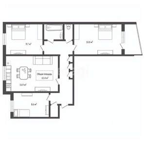 3-к квартира, вторичка, 61м2, 8/9 этаж