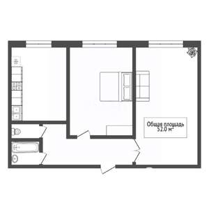 2-к квартира, вторичка, 52м2, 4/10 этаж