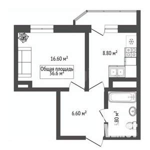 1-к квартира, вторичка, 37м2, 6/25 этаж