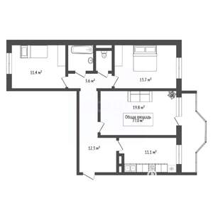 3-к квартира, вторичка, 77м2, 11/17 этаж