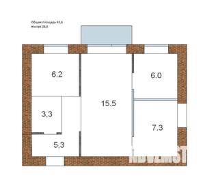 2-к квартира, вторичка, 44м2, 2/5 этаж