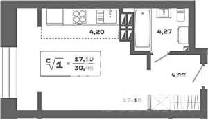 Студия квартира, вторичка, 30м2, 19/25 этаж