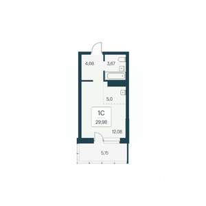 Студия квартира, вторичка, 30м2, 6/26 этаж