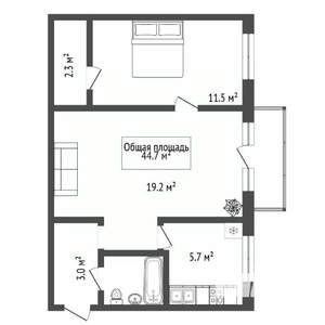 2-к квартира, вторичка, 45м2, 2/5 этаж