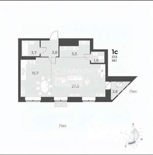 2-к квартира, сданный дом, 58м2, 10/12 этаж