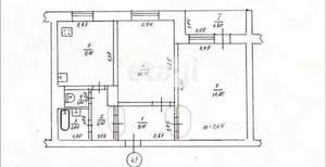 2-к квартира, вторичка, 44м2, 1/9 этаж