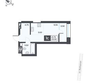 1-к квартира, вторичка, 24м2, 12/25 этаж