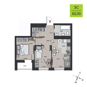 3-к квартира, вторичка, 52м2, 6/21 этаж
