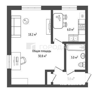 1-к квартира, вторичка, 31м2, 3/5 этаж