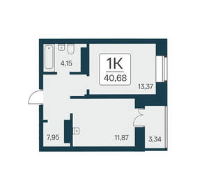 1-к квартира, вторичка, 41м2, 24/25 этаж