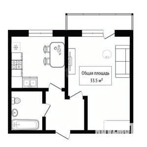 1-к квартира, вторичка, 34м2, 2/5 этаж