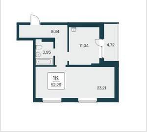 1-к квартира, вторичка, 52м2, 3/25 этаж