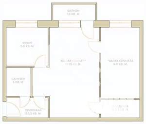 2-к квартира, вторичка, 43м2, 1/3 этаж