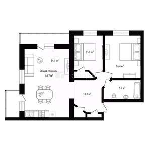 2-к квартира, вторичка, 85м2, 5/15 этаж