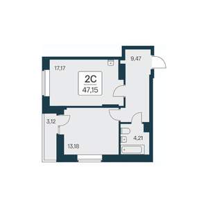 1-к квартира, вторичка, 47м2, 12/23 этаж