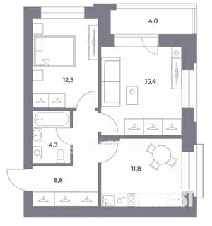 2-к квартира, вторичка, 57м2, 12/25 этаж