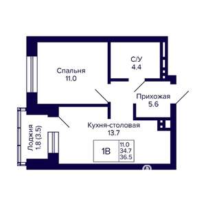 1-к квартира, вторичка, 37м2, 10/10 этаж