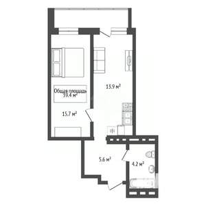 1-к квартира, вторичка, 39м2, 24/26 этаж