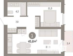 1-к квартира, вторичка, 46м2, 6/23 этаж