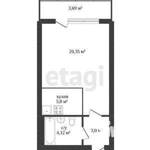Студия квартира, вторичка, 21м2, 2/12 этаж