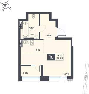 Студия квартира, вторичка, 33м2, 5/25 этаж