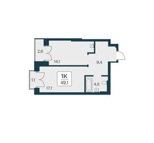 1-к квартира, вторичка, 49м2, 23/30 этаж