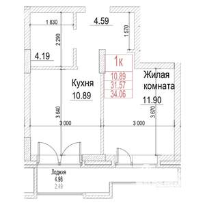 Студия квартира, строящийся дом, 32м2, 15/21 этаж