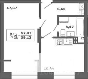 1-к квартира, вторичка, 39м2, 3/19 этаж