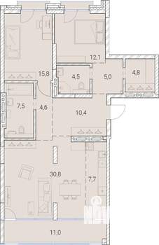 4-к квартира, вторичка, 114м2, 25/25 этаж