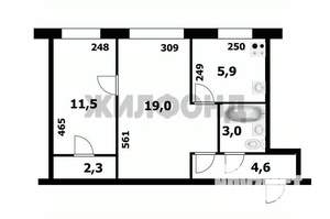 2-к квартира, вторичка, 47м2, 1/5 этаж