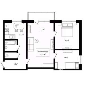 3-к квартира, вторичка, 48м2, 3/5 этаж