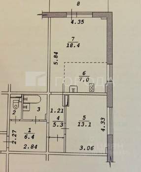2-к квартира, вторичка, 55м2, 6/18 этаж