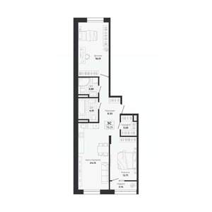 3-к квартира, строящийся дом, 75м2, 5/9 этаж