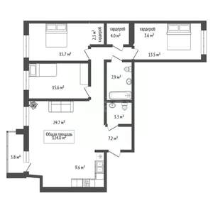 3-к квартира, вторичка, 124м2, 6/10 этаж