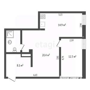 2-к квартира, вторичка, 60м2, 3/19 этаж