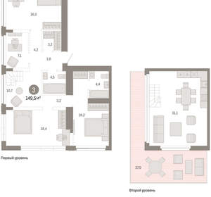 3-к квартира, вторичка, 149м2, 23/23 этаж