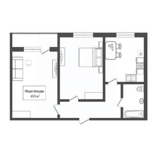 2-к квартира, вторичка, 50м2, 8/10 этаж