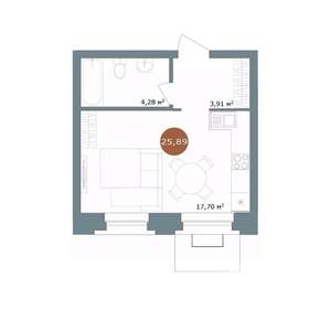 Студия квартира, вторичка, 26м2, 2/15 этаж