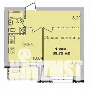 1-к квартира, строящийся дом, 40м2, 2/9 этаж