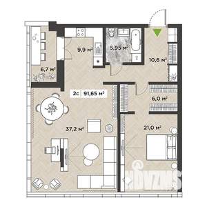 2-к квартира, вторичка, 92м2, 12/14 этаж