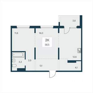 2-к квартира, вторичка, 59м2, 3/17 этаж