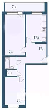2-к квартира, вторичка, 63м2, 14/17 этаж
