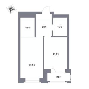 2-к квартира, вторичка, 46м2, 13/25 этаж