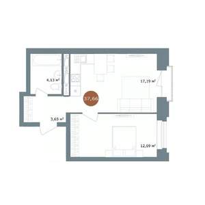 2-к квартира, вторичка, 38м2, 11/17 этаж