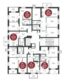 3-к квартира, вторичка, 79м2, 5/10 этаж