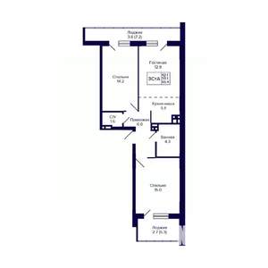 3-к квартира, вторичка, 65м2, 10/15 этаж