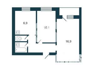 2-к квартира, вторичка, 43м2, 3/5 этаж