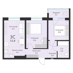 3-к квартира, вторичка, 54м2, 14/16 этаж